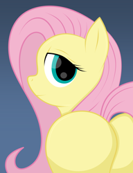 Size: 1980x2580 | Tagged: safe, artist:rugalack moonstar, fluttershy, pony, g4, butt, flutterbutt, looking at you, looking back, looking back at you, plot, rear view, simple background, solo