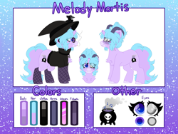 Size: 8000x6000 | Tagged: safe, artist:crazysketch101, oc, oc:melody mortis, pony, undead, unicorn, vampire, vampony, commission, commission open, hat, horns, reference sheet, witch, witch hat