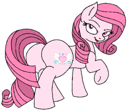 Size: 588x513 | Tagged: safe, artist:muhammad yunus, oc, oc only, oc:annisa trihapsari, earth pony, pony, annibutt, butt, earth pony oc, female, hair, looking at you, looking back, looking back at you, mane, mare, pink body, pink eyes, pink hair, pink mane, pink tail, plot, sexy, simple background, smiling, smiling at you, solo, tail, transparent background