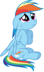 Size: 3000x4903 | Tagged: safe, artist:cloudy glow, rainbow dash, pegasus, pony, g4, may the best pet win, .ai available, crying, cute, dashabetes, sad, sadorable, simple background, solo, transparent background, vector