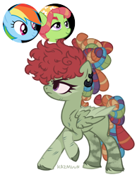 Size: 828x1065 | Tagged: safe, artist:kazmuun, rainbow dash, tree hugger, oc, pegasus, pony, g4, dreadlocks, female, magical lesbian spawn, mare, offspring, parent:rainbow dash, parent:tree hugger, parents:rainbowhugger, rainbowhugger, scratches, simple background, transparent background