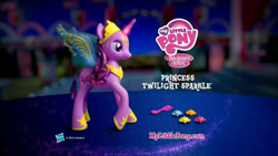 Size: 1000x562 | Tagged: safe, twilight sparkle, alicorn, pony, g4, magical mystery cure, 2013, accessory, commercial, logo, my little pony logo, toy, twilight sparkle (alicorn)