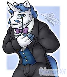 Size: 411x471 | Tagged: safe, artist:alexmauro407, fancypants, unicorn, anthro, g4, buff, clothes, male, muscles, muscular male, outline, passepartout, solo, tuxedo, white outline