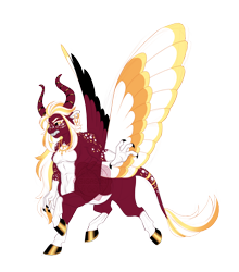 Size: 5200x5900 | Tagged: safe, artist:gigason, oc, oc:freckle, centaur, taur, colored wings, multicolored wings, simple background, solo, transparent background, wings