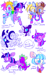 Size: 1208x1920 | Tagged: safe, artist:peaceandlove26, coco pommel, derpy hooves, doctor whooves, princess luna, rainbow dash, rarity, spike, starlight glimmer, time turner, twilight sparkle, alicorn, dragon, earth pony, pegasus, pony, unicorn, g4, alternate design, bisexual pride flag, bisexuality, clothes, cloven hooves, curved horn, drawing, female, heart, heart eyes, horn, male, positive message, pride, pride flag, scarf, simple background, sketch, sketch dump, sparkly mane, striped scarf, trans female, trans male, transfeminine, transfeminine pride flag, transgender, transgender pride flag, transmasculine, transmasculine pride flag, twilight sparkle (alicorn), unshorn fetlocks, white background, white-haired luna, wingding eyes