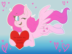 Size: 4800x3600 | Tagged: safe, artist:marshmarlowe, heart throb, pegasus, pony, g1, g4, female, g1 to g4, generation leap, gradient background, heart, heart eyes, holiday, mare, valentine's day, wingding eyes