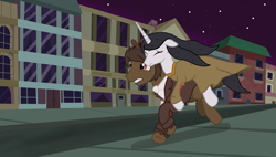 Size: 5616x3200 | Tagged: safe, artist:mr100dragon100, oc, oc:elizabeth, earth pony, pony, unicorn, fanfic:hearts restored, absurd resolution, blood, dark forest au's dr. jekyll and mr. hyde, duo, female, male, mare, night, ponies riding ponies, riding, riding a pony, running, stallion, story included