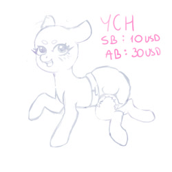 Size: 1000x1000 | Tagged: safe, artist:veincchi, oc, pony, advertisement, auction, blushing, commission, cute, diaper, diaper fetish, fetish, non-baby in diaper, solo, ych example, ych sketch, your character here