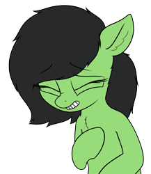 Size: 1365x1570 | Tagged: safe, artist:smoldix, edit, oc, oc only, oc:filly anon, earth pony, pony, bust, chest fluff, cute, eyes closed, female, filly, floppy ears, foal, frown, heart attack, hnnng, reaction image, simple background, solo, textless version, transparent background