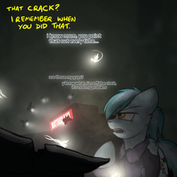 Size: 800x800 | Tagged: safe, artist:captainhoers, oc, oc:concorde, pegasus, pony, the sunjackers, dialogue, gravestone, implied spitfire, offscreen character, offspring, parent:soarin', parent:spitfire, parents:soarinfire, solo focus