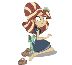 Size: 1200x1079 | Tagged: safe, artist:paco777yuyu, edit, edited screencap, screencap, sunset shimmer, human, equestria girls, g4, good vibes, my little pony equestria girls: summertime shorts, background removed, barefoot, broken, clothes, cute, feet, female, fetish, foot fetish, lost, sandals, shoes, shorts, simple background, socks, solo, sunset, sunset sushi, transparent background