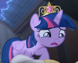 Size: 839x676 | Tagged: safe, screencap, twilight sparkle, alicorn, pony, g4, princess twilight sparkle (episode), big crown thingy, cropped, crown, crying, crylight sparkle, element of magic, grief, jewelry, mourning, regalia, solo focus, twilight sparkle (alicorn)