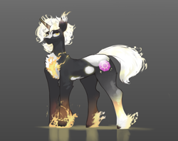 Size: 2402x1900 | Tagged: safe, artist:nsilverdraws, oc, oc only, oc:dalem sundown, pony, unicorn, gradient background, magic, male, reflection, solo, sundown clan