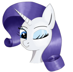 Size: 1754x1728 | Tagged: safe, artist:raritymylove, derpibooru exclusive, rarity, pony, unicorn, g4, bust, cute, female, looking at you, mare, one eye closed, portrait, raribetes, simple background, smiling, smiling at you, solo, transparent background, wink, winking at you
