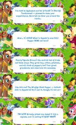 Size: 2048x3361 | Tagged: safe, gameloft, idw, applejack, pinkie pie, sheriff tumbleweed, earth pony, pony, g4, my little pony: magic princess, clothes, cowboy hat, dialogue, dialogue box, dress, english, event, feather, female, hairband, hat, high res, idw showified, male, mare, mobile game, speech bubble, stallion, text, unshorn fetlocks, vest