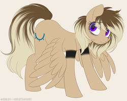 Size: 2600x2073 | Tagged: safe, artist:higglytownhero, oc, oc only, oc:haven, pegasus, pony, anxious, bags under eyes, big eyes, crying, cursed, female, high res, pegasus oc, sad, simple background, solo, tattoo, wings, wings down