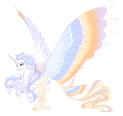 Size: 5200x4900 | Tagged: safe, artist:gigason, oc, oc:divine deity, alicorn, pony, black sclera, cloven hooves, colored wings, female, galloping, large wings, mare, multicolored wings, quadrupedal, simple background, solo, transparent background, watermark, wings
