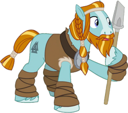 Size: 698x621 | Tagged: safe, edit, edited screencap, editor:pascalmulokozi2, screencap, rockhoof, earth pony, pony, g4, the ending of the end, background removed, braid, braided tail, leg wraps, male, not a vector, open mouth, rockhoof's shovel, shovel, simple background, solo, stallion, tail, transparent background, valknut