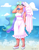 Size: 2975x3850 | Tagged: safe, artist:mylittleyuri, princess celestia, human, g4, alicorn humanization, beach, beach dress, blushing, clothes, cloud, cute, cutelestia, dress, elf ears, female, flats, high res, horn, horned humanization, humanized, shoes, sky, solo, summer, summer dress, sundress, tan skin, water, winged humanization, wings