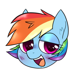 Size: 2000x2000 | Tagged: safe, artist:mclovin, rainbow dash, pegasus, pony, g4, alternate hairstyle, blushing, bust, female, high res, mare, open mouth, short mane, simple background, transparent background