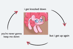 Size: 480x326 | Tagged: safe, artist:typhwosion, pinkie pie, earth pony, pony, g4, animated, chumbawamba, meme, pinkamena diane pie, solo, song reference, text, tubthumping
