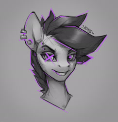 Size: 2274x2339 | Tagged: safe, artist:dashid, oc, earth pony, pony, head, high res, male, open mouth, piercing, sketch, smiling, solo, teeth