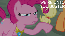 Size: 1920x1080 | Tagged: safe, edit, edited screencap, editor:quoterific, screencap, applejack, pinkie pie, earth pony, pony, g4, princess twilight sparkle (episode), element of laughter