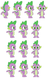 Size: 4201x6768 | Tagged: safe, artist:culu-bluebeaver, spike, dragon, g4, cartoon, digital, digital art, male, png, reference, reference sheet, simple background, smiling, solo, transparent, transparent background, vector, vector trace