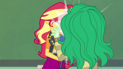 Size: 1920x1080 | Tagged: safe, screencap, sunset shimmer, wallflower blush, human, equestria girls, equestria girls specials, g4, my little pony equestria girls: better together, my little pony equestria girls: forgotten friendship, duo, female, out of context, shipping fuel