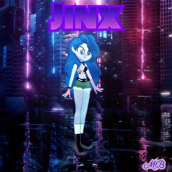 Size: 700x700 | Tagged: safe, artist:mapleb, oc, oc:jinx, human, equestria girls, g4, crossover, humanized, jinx (league of legends), league of legends, solo