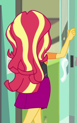 Size: 680x1080 | Tagged: safe, screencap, sunset shimmer, human, equestria girls, equestria girls specials, g4, my little pony equestria girls: better together, my little pony equestria girls: forgotten friendship, cropped, female, rear view, solo