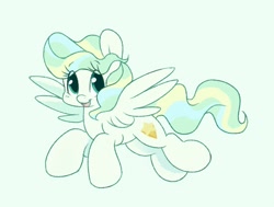 Size: 680x514 | Tagged: safe, artist:tamabel, vapor trail, pegasus, pony, g4, cute, ears, female, green background, mare, simple background, solo, tail, vaporbetes, wings