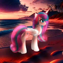 Size: 1019x1024 | Tagged: safe, artist:jaanhavi, princess flurry heart, alicorn, pony, g4, beach, female, older, older flurry heart, solo