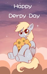 Size: 542x845 | Tagged: safe, artist:jaanhavi, derpy hooves, pegasus, pony, g4, derpy day, female, food, giant muffin, muffin, solo