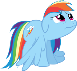 Size: 5473x5063 | Tagged: safe, artist:tattooclown, rainbow dash, pegasus, pony, g4, games ponies play, crying, floppy ears, sad, simple background, solo, teary eyes, transparent background, vector, wavy mouth, wings, wings down