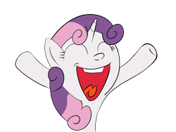 Size: 1600x1200 | Tagged: safe, artist:tattooclown, sweetie belle, pony, unicorn, g4, ^^, big smile, eyes closed, hooves out, open mouth, open smile, simple background, smiling, solo, transparent background