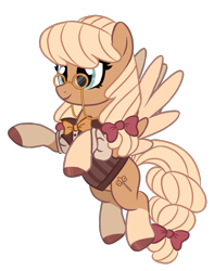 Size: 782x990 | Tagged: safe, artist:octoberumn, oc, oc only, oc:toybox trinket, pegasus, pony, g4, base used, bow, clothes, female, glasses, hair bow, mare, simple background, solo, steampunk, suit, transparent background