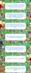 Size: 2048x4772 | Tagged: safe, gameloft, idw, applejack, king longhorn, pinkie pie, sheriff tumbleweed, twilight sparkle, alicorn, bull, earth pony, pony, g4, my little pony: magic princess, clothes, cloven hooves, cowboy hat, dialogue, dialogue box, dress, english, event, feather, female, hairband, hat, horn, horns, idw showified, male, mare, mobile game, speech bubble, stallion, text, twilight sparkle (alicorn), unshorn fetlocks, vest