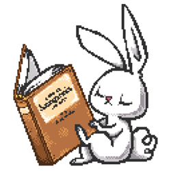 Size: 1024x1024 | Tagged: safe, artist:boxwari, angel bunny, rabbit, g4, animal, book, male, pixel art, reading, simple background, sitting, white background