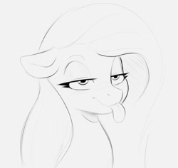 Size: 968x915 | Tagged: safe, artist:tre, fluttershy, pegasus, pony, g4, :p, bored, bust, female, floppy ears, mare, monochrome, silly, sketch, solo, tongue out