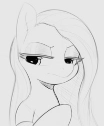Size: 716x863 | Tagged: safe, artist:tre, pinkie pie, earth pony, pony, g4, angry, bust, eyelashes, female, frown, lidded eyes, looking away, looking down, mare, monochrome, pinkamena diane pie, raised hoof, sad, sketch, solo