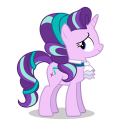 Size: 5000x5000 | Tagged: safe, artist:gypsykumquat, starlight glimmer, pony, unicorn, g4, .svg available, absurd resolution, alternate hairstyle, female, inkscape, looking back, mare, show accurate, simple background, smiling, solo, transparent background, vector