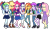 Size: 2000x1141 | Tagged: safe, artist:emeraldblast63, applejack, fluttershy, pinkie pie, rainbow dash, rarity, sci-twi, starlight glimmer, sunset shimmer, twilight sparkle, human, equestria girls, g4, belly button, clothes, converse, fashion, fashion style, humane five, humane seven, humane six, outfits, shoes, simple background, toy, transparent background