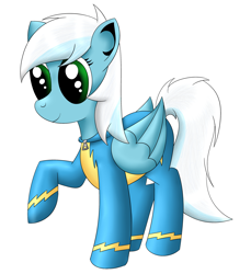 Size: 1280x1399 | Tagged: safe, artist:ask-fleetfoot, fleetfoot, pony, g4, alternate hairstyle, ask-fleetfoot, clothes, quadrupedal, simple background, solo, uniform, white background, wonderbolts uniform