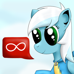 Size: 1280x1280 | Tagged: safe, artist:ask-fleetfoot, fleetfoot, pony, g4, alternate hairstyle, clothes, infinity symbol, quadrupedal, simple background, solo, uniform