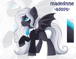 Size: 3378x2628 | Tagged: safe, artist:madelinne, oc, oc only, bat pony, adoptable, adoptable open, bat pony oc, bat wings, clothes, high res, long hair, male, solo, stallion, wings, zoom layer