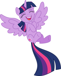 Size: 1045x1286 | Tagged: safe, artist:jp, edit, editor:incredibubbleirishguy, vector edit, twilight sparkle, alicorn, pony, g4, ^^, cute, eyes closed, female, flying, happy, laughing, mare, simple background, singing, smiling, solo, spread wings, transparent background, twiabetes, twilight sparkle (alicorn), vector, wings