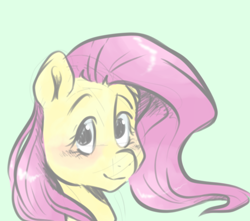 Size: 1648x1456 | Tagged: safe, artist:smirk, fluttershy, pegasus, pony, g4, blushing, bust, colored sketch, female, green background, looking at you, mare, simple background, sketch, smiling, smiling at you, solo