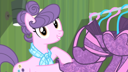 Size: 1280x720 | Tagged: safe, screencap, suri polomare, earth pony, pony, g4, rarity takes manehattan, clothes, cute, dress, female, mare, smiling, solo, suribetes