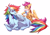 Size: 3465x2417 | Tagged: safe, artist:1an1, rainbow dash, scootaloo, pegasus, pony, g4, chest fluff, duo, eyepatch, female, filly, foal, high res, mare, mouth hold, paper, scar, simple background, white background